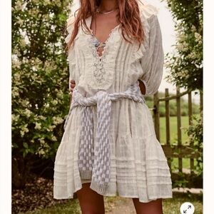 Free People Elora Ruffled Lace-Trim Dress